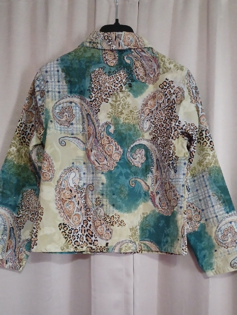Gaudy Couture Paisley Animal Print Denim Jacket Rhinestones Button Front Sz M - Picture 9 of 15